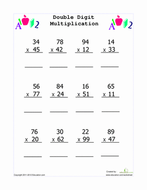 5th Grade Printable 2 Digit Multiplication Worksheets