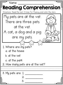 Grade 1 Beginner Reading Comprehension Worksheets Pdf