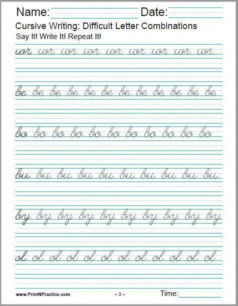 Kindergarten Cursive Writing Worksheets Pdf