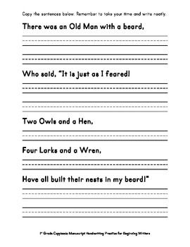 1st Grade 2nd Grade Handwriting Practice Sheets