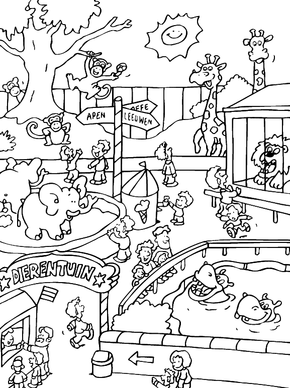 Zoo Animals For Kids Coloring
