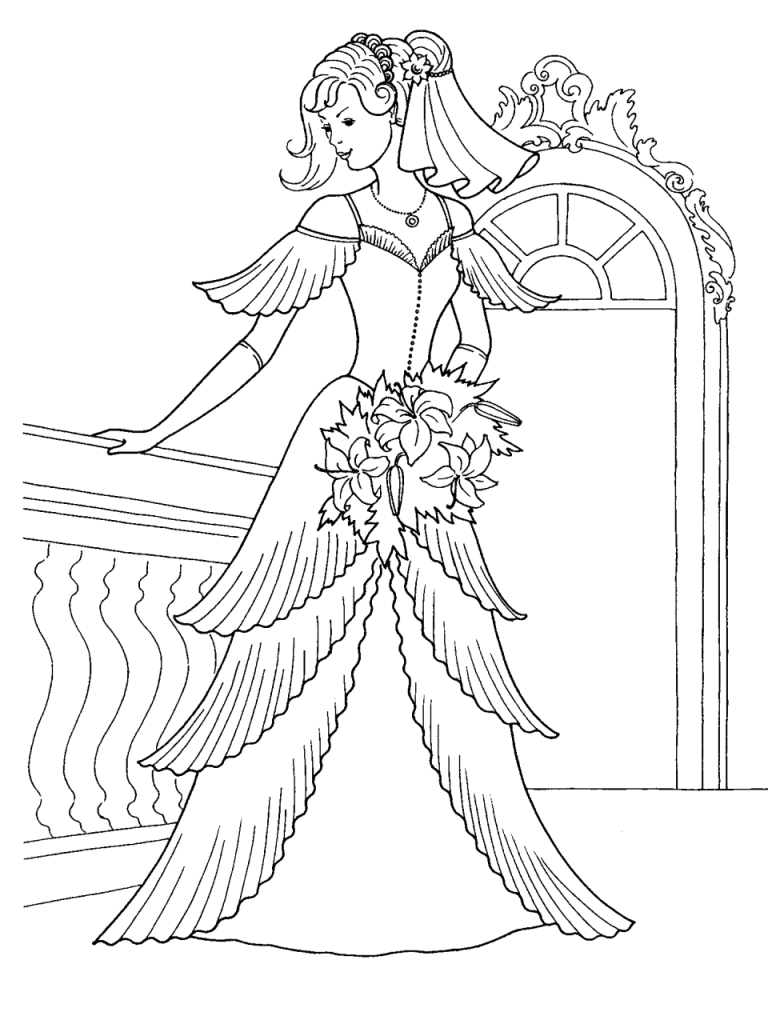 Wedding Dress Fashion Barbie Coloring Pages