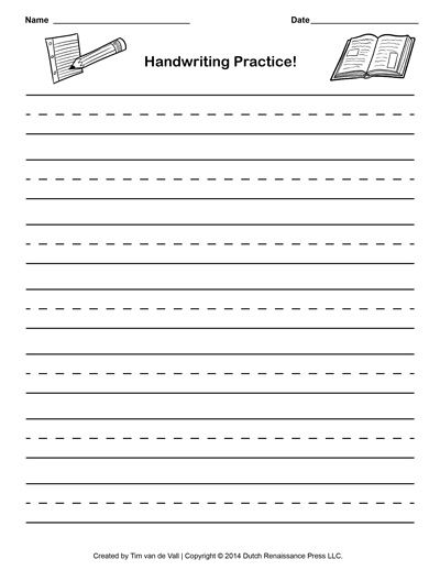 Kindergarten Printable Editable Handwriting Practice Paper