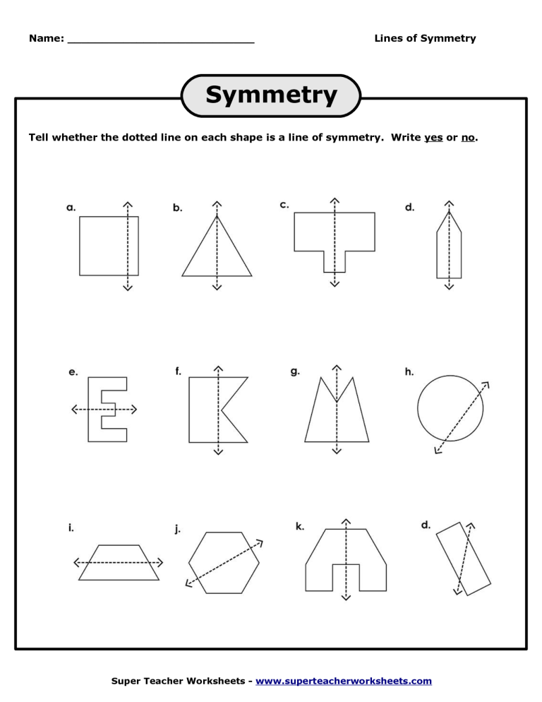 Lines Of Symmetry Worksheet Grade 5