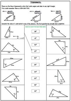 Solving Right Triangles Worksheet