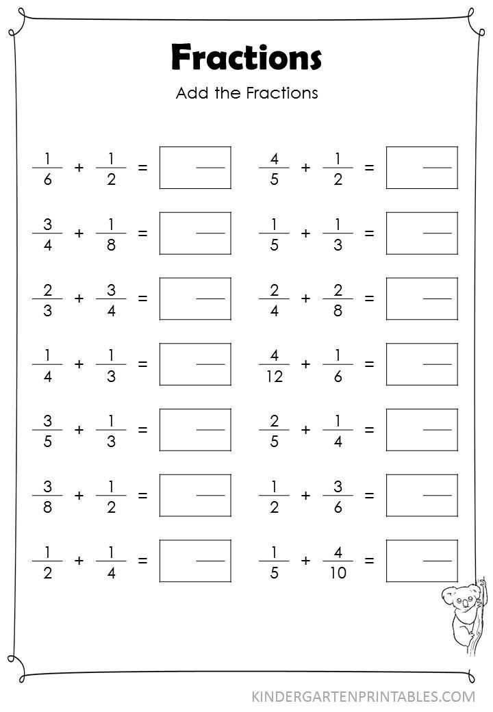 Fractions Worksheets Pdf