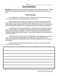 Summary Worksheet Summarizing Worksheets 4th Grade Free