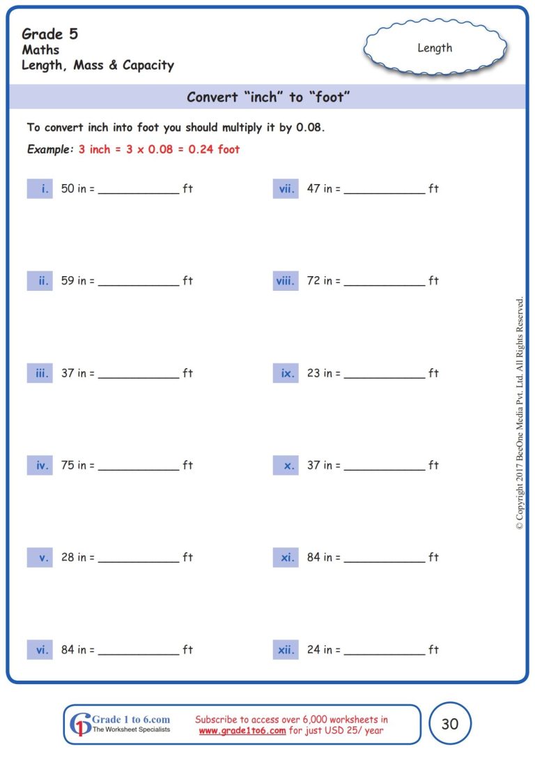 Maths Worksheet For Class 5