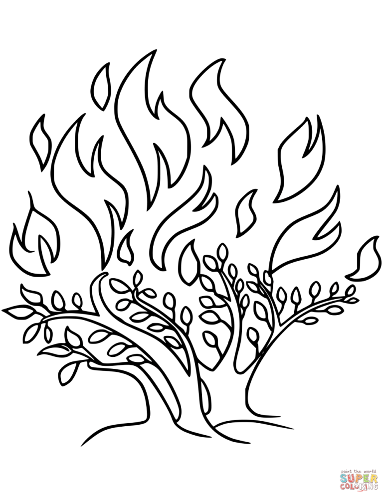 Moses And The Burning Bush Coloring Page