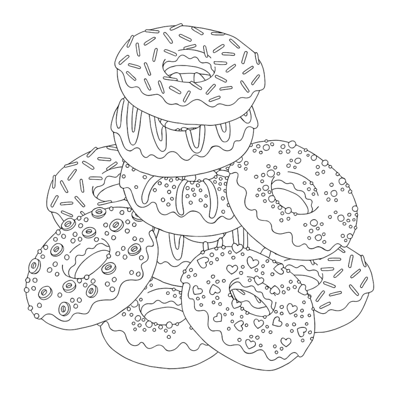 Donut Coloring Page