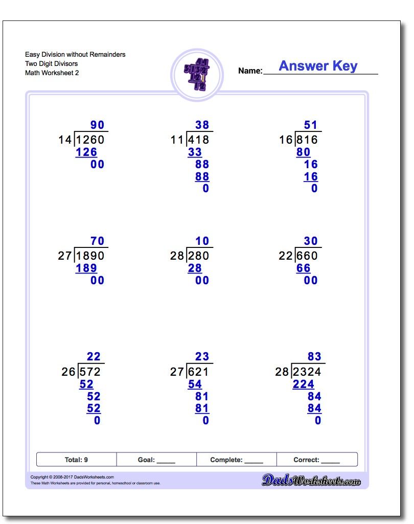 Long Division Worksheets With Remainders