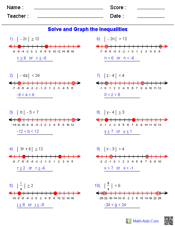 Solving Linear Inequalities Worksheet With Answers Pdf