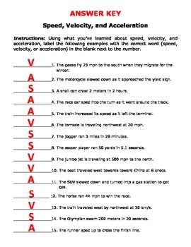 Speed Velocity And Acceleration Worksheet