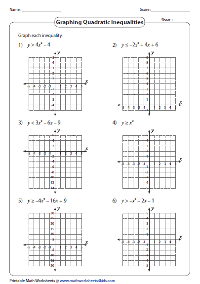 Solving Quadratic Inequalities Worksheet Pdf