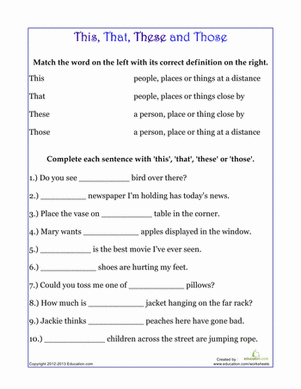 Demonstrative Pronouns Worksheet Grade 6 Pdf