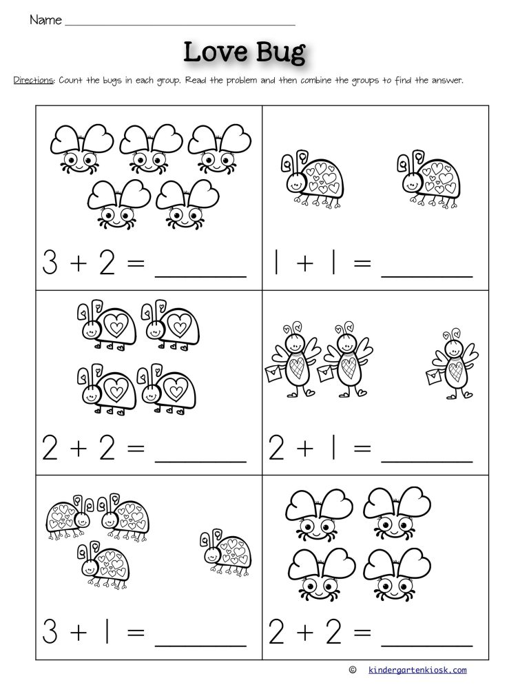 Addition Worksheets For Kindergarten With Pictures