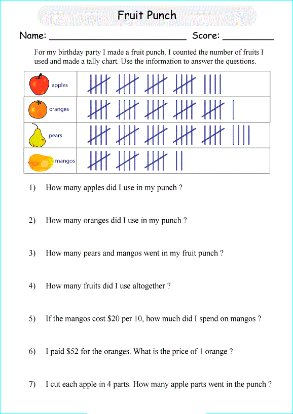 Tally Chart Worksheets