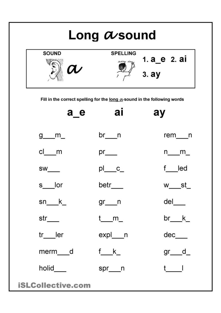 Long Vowel Sounds Worksheets