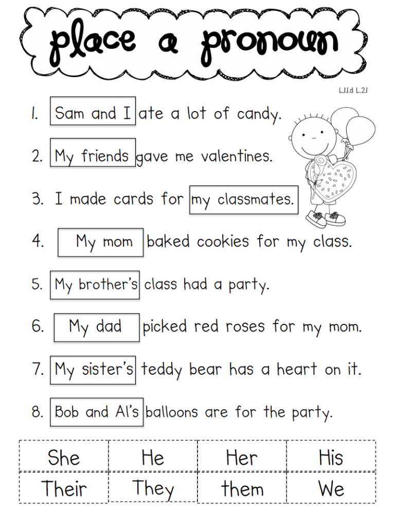 Pronouns Worksheet Pdf