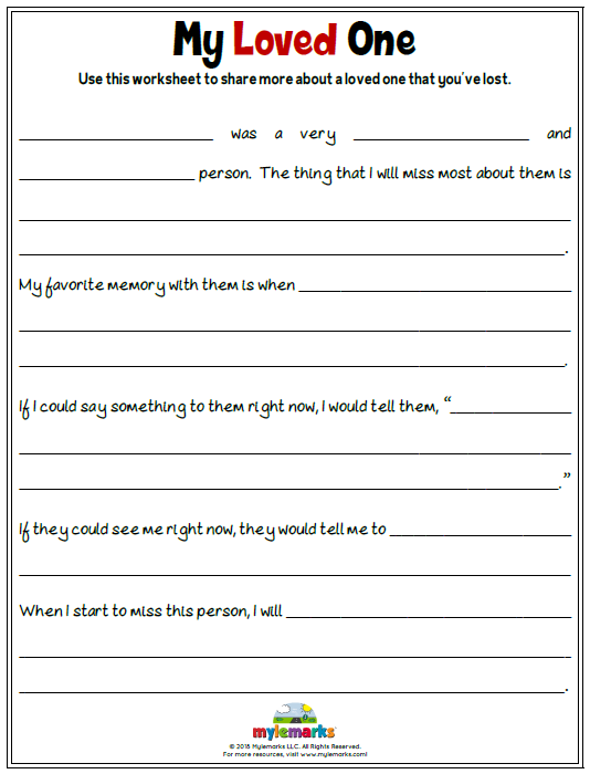 Free Printable Grief Worksheets For Kids