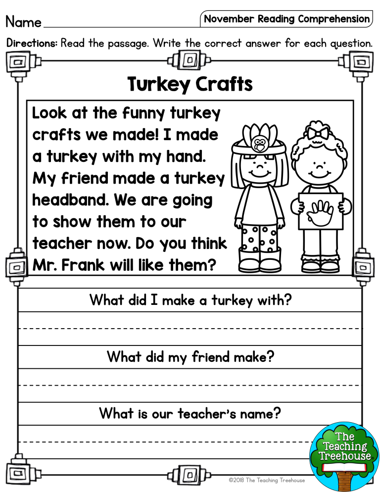 Comprehension Worksheets For First Grade