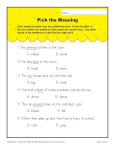 Context Clues Worksheets 1st Grade