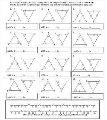 Proving Triangles Congruent Worksheet