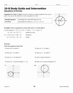 Equation Of A Circle Worksheet