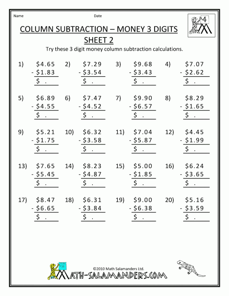 Math Problems For 4th Graders