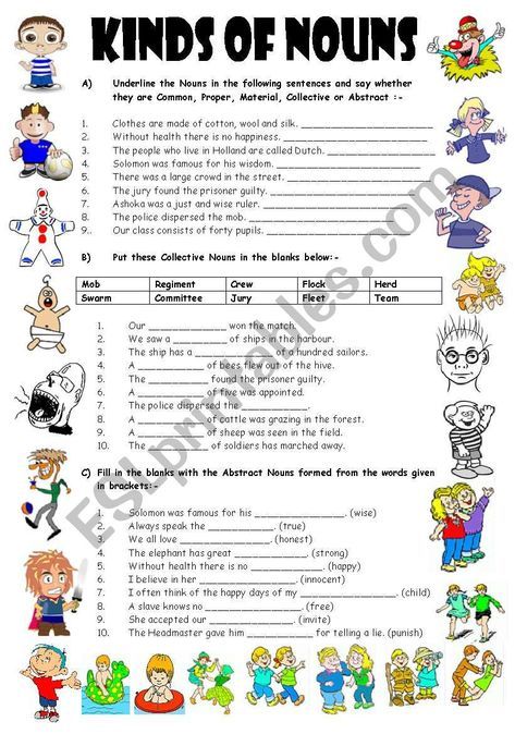 Types Of Nouns Worksheet For Grade 6