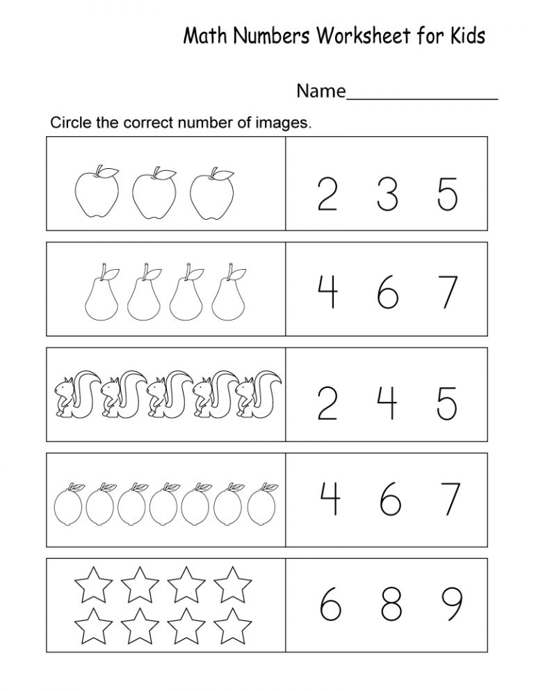 Kindergarten Free Printable Math Worksheets For Kids