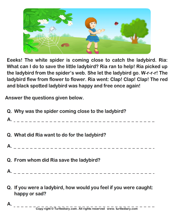 Comprehension English Worksheets For Grade 1 Pdf