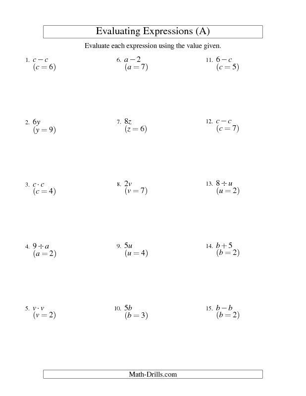 Grade 7 7th Grade Algebraic Expressions Worksheets With Answers