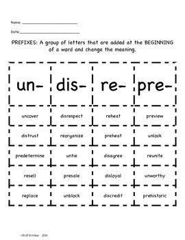 Prefixes And Suffixes Worksheets