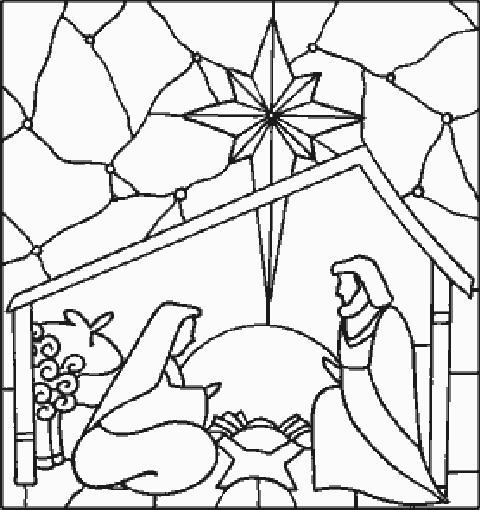 Nativity Scene Coloring Page