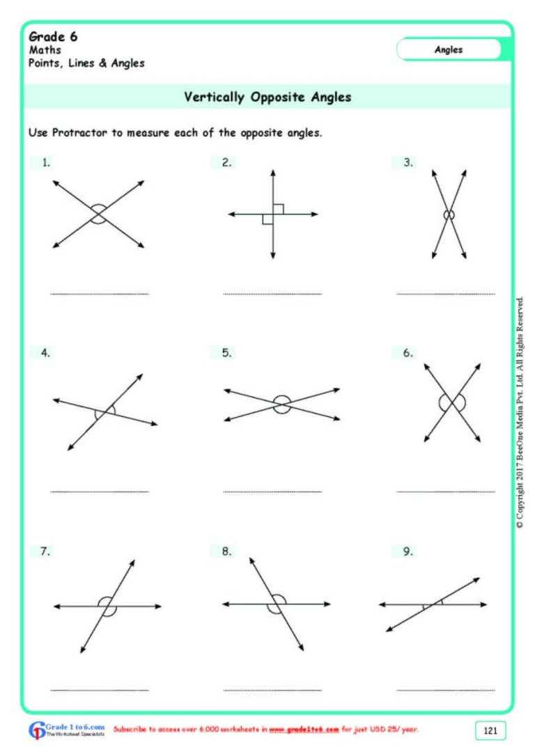 Angles Worksheet