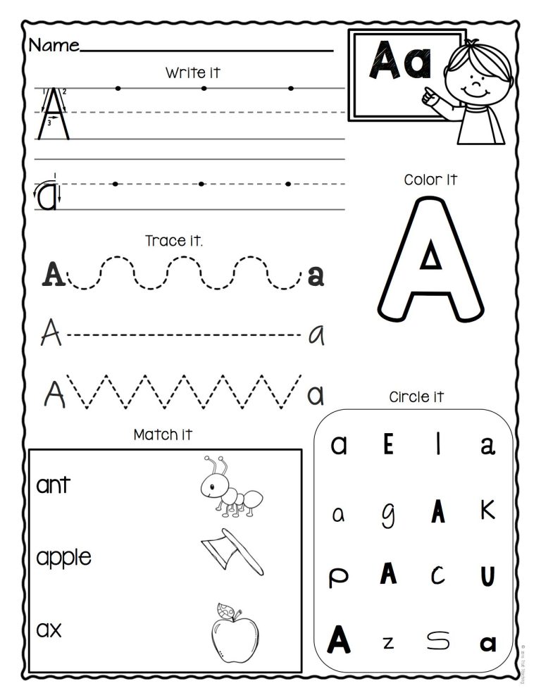 Pre K Worksheets Letter A