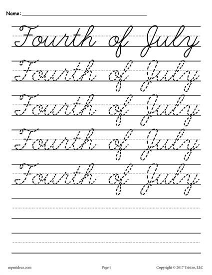 Cursive Handwriting Worksheets