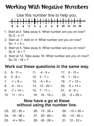 Negative Numbers Worksheet Year 5