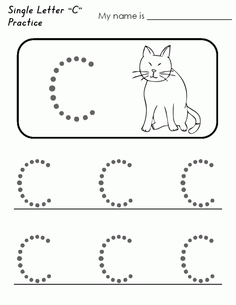 Pre K Worksheets Letter C