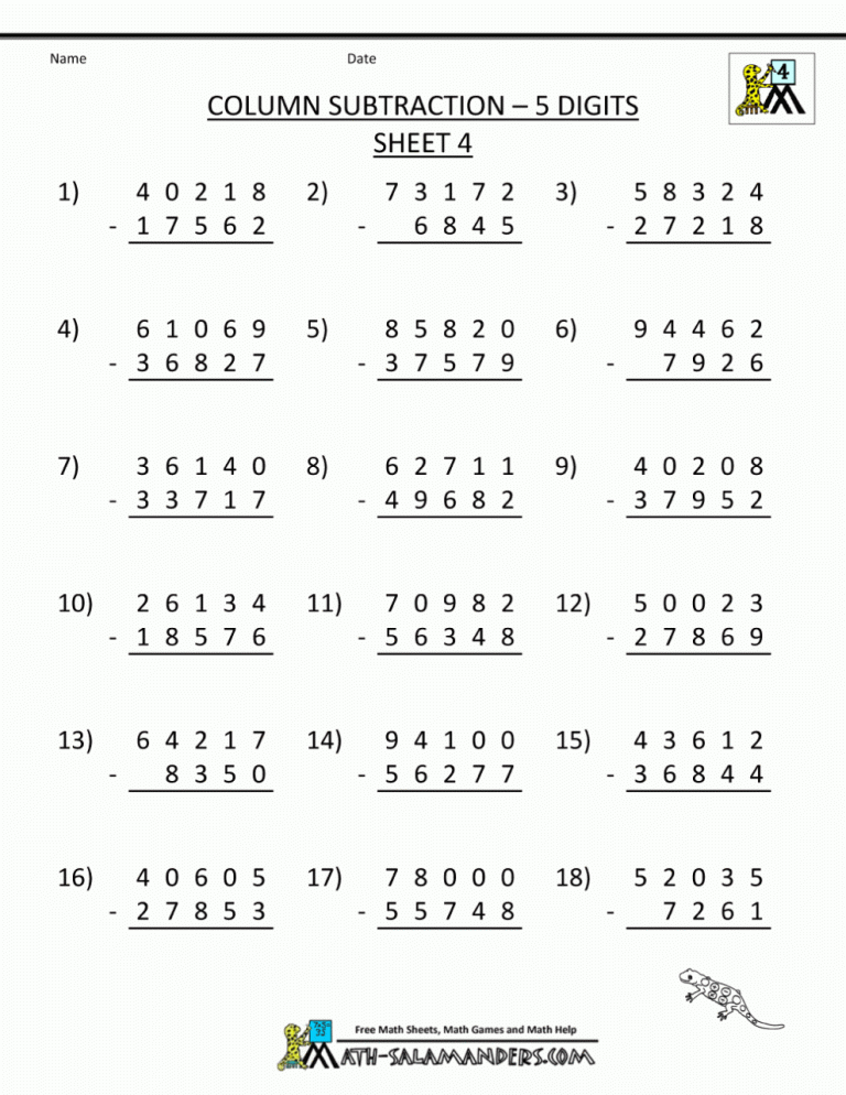 Math Worksheets Grade 5