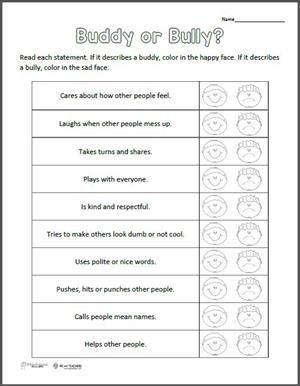 Bullying Worksheets