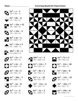 Factoring Quadratic Expressions Worksheet