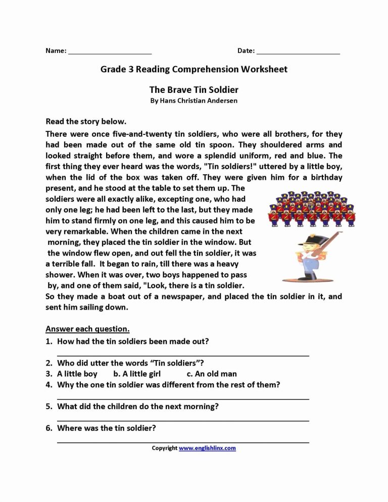 Reading Comprehension Worksheets Pdf