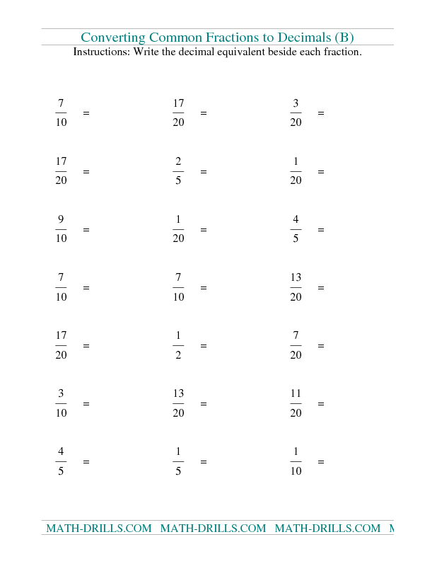 Math Drills Fractions