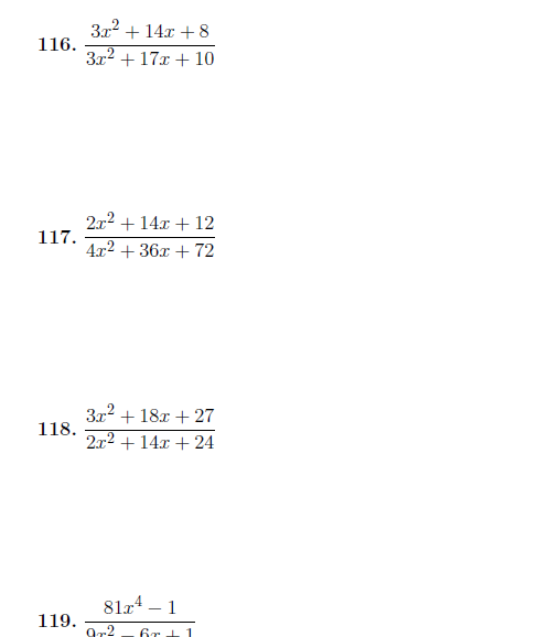 Algebraic Fractions Worksheet