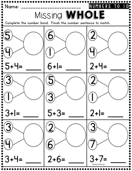 Number Bonds To 10 Worksheet