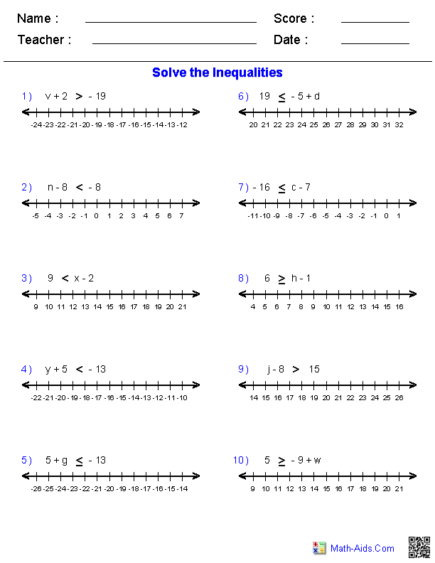 Solving One And Two Step Inequalities Worksheet Pdf