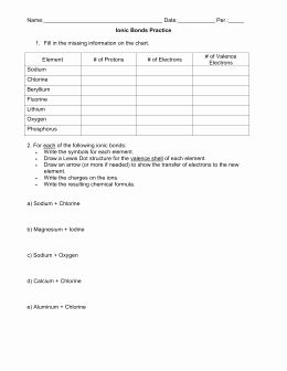 Covalent Bonding Worksheet