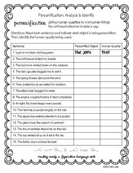 Figurative Language Worksheets 5th Grade